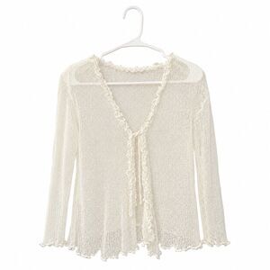 Back From Bali Cream Open Knit Shrug Cardigan Size Free Ruffle  Boho
